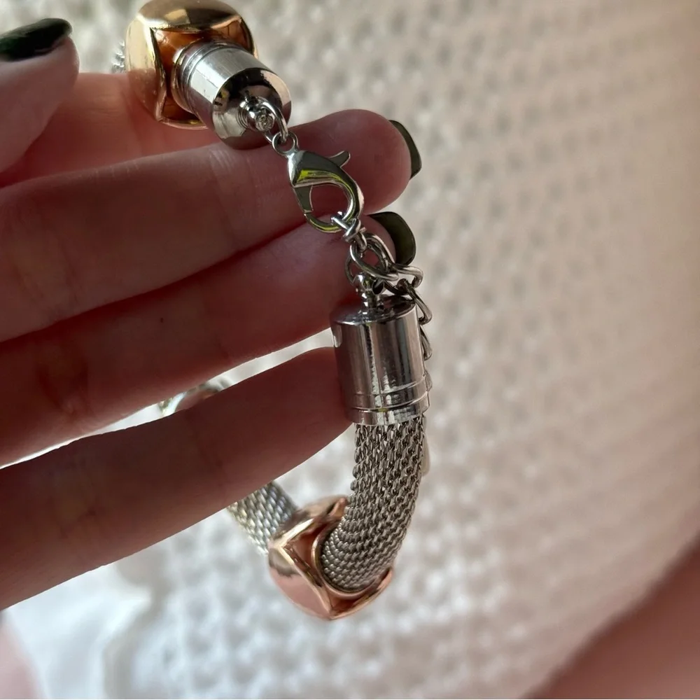 Silver and Gold Mesh Bracelet - Picture 2 of 5